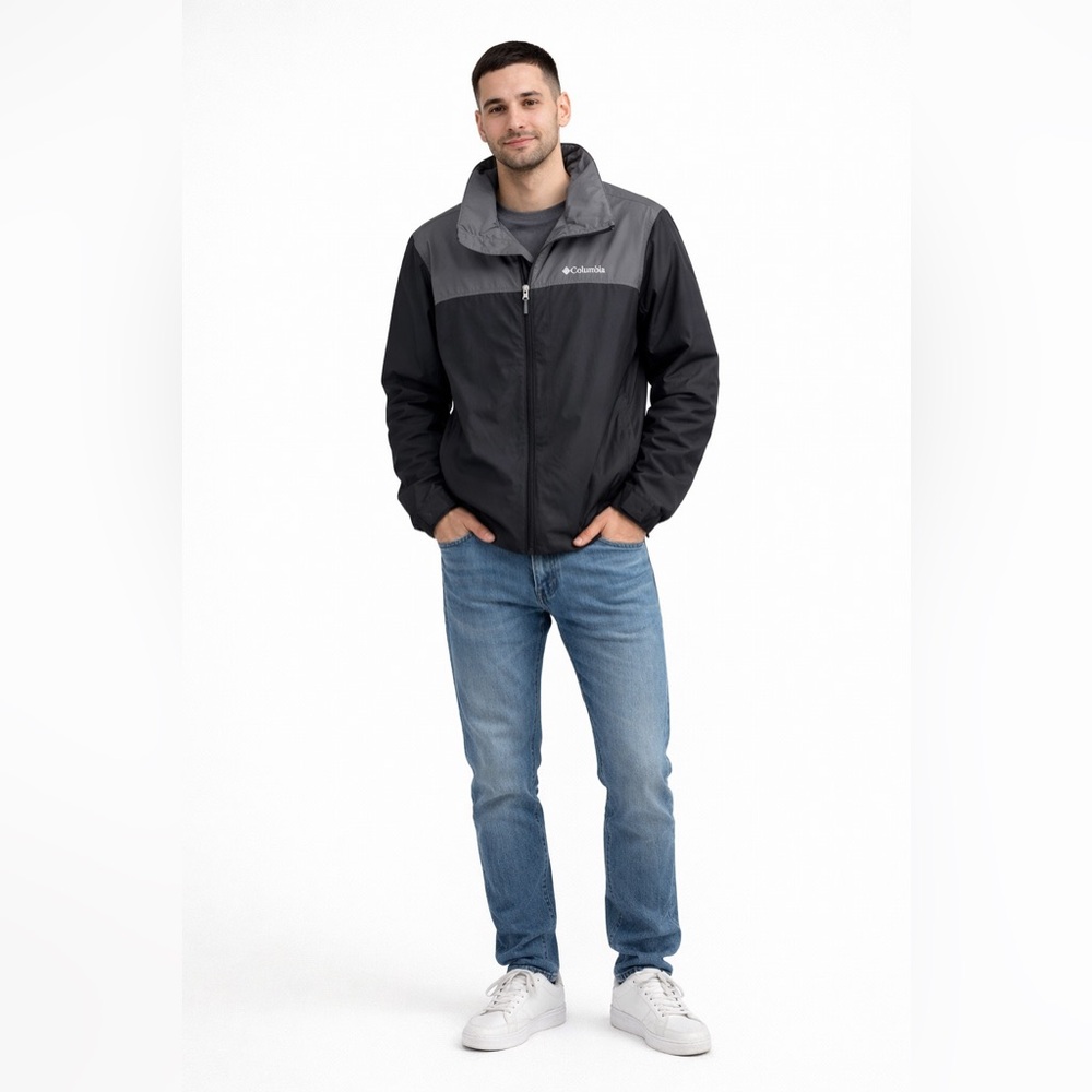 Columbia Men’s Black Gray Lightweight Windbreaker Jacket XL